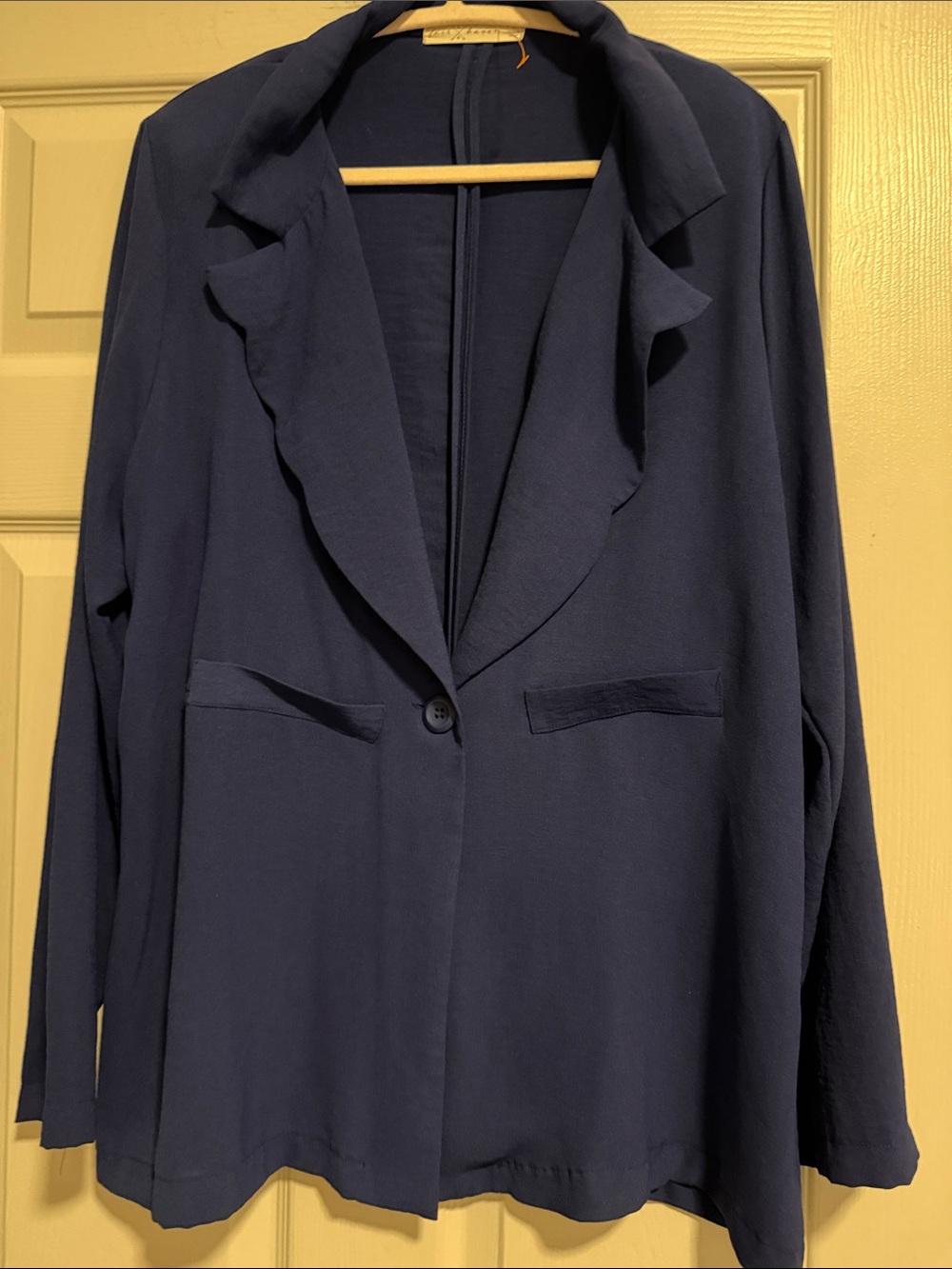 Womens Navy Blazer Jacket - Lightweight Single-Button